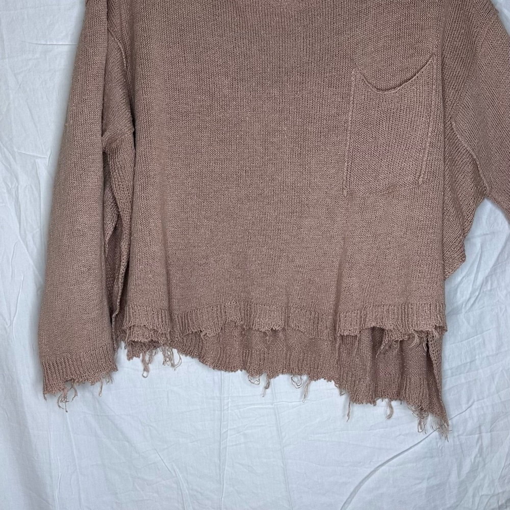 Free People Distressed Knit Top in Taupe